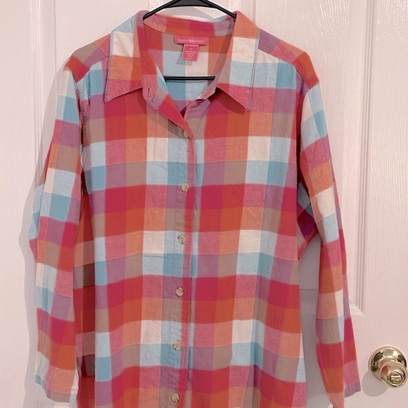 Woman Within long sleeve Soft Plaid Flannel Top Size 1X - Picture 1 of 8